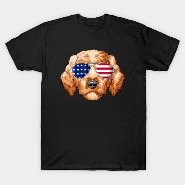 Patriotic Goldendoodle American Flag Glasses 4th July T-Shirt by crowominousnigerian 